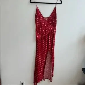 bec and bridge red polka dot dress Vintage Red Swing Dress | Elegant Square Collar Midi Dress | Women Polka Dot  Party Wear